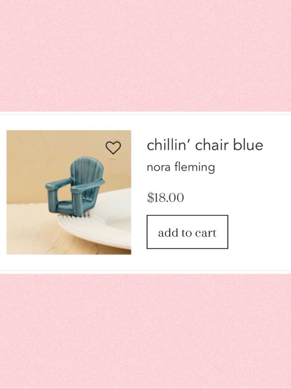 Nora Fleming Chillin' Chair Blue Mini